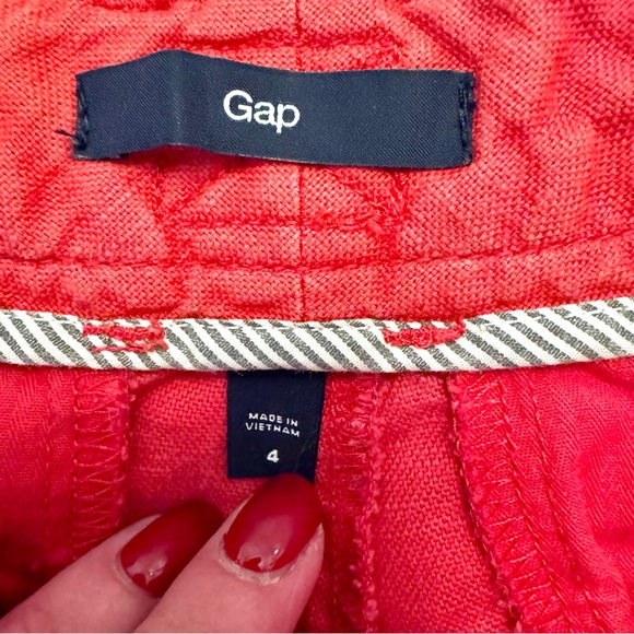 GAP khaki Coral pink  Linen-Cotton Shorts | Cuffed Hem | 3” Inseam - Picture 7 of 7